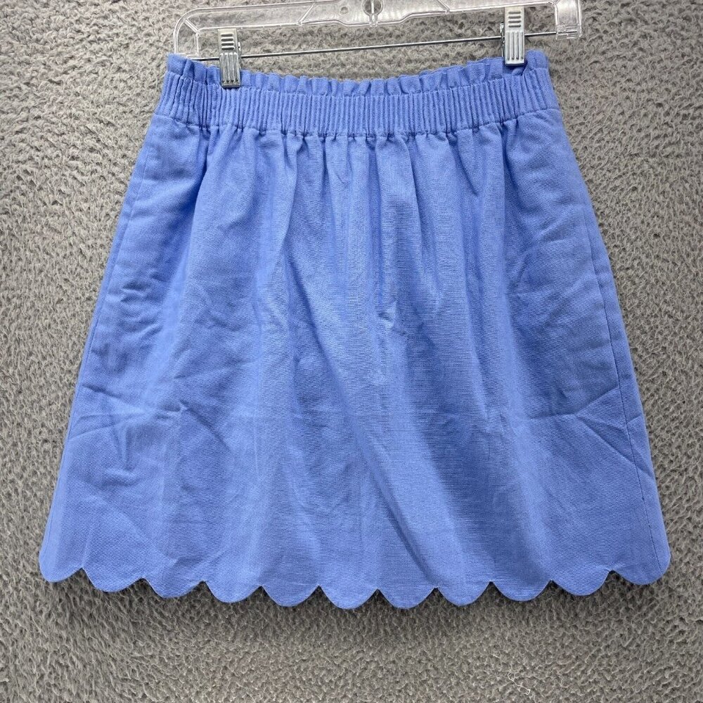J.‎ Crew Women's Scalloped Mini Skirt Black Size 4 Linen Blend NEW